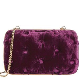 Benedetta Bruzziches Carmen Tufted Purple Velvet Clutch with Comb